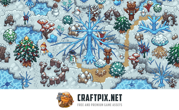 Winter Top-Down Pixel Art Tileset for RPG