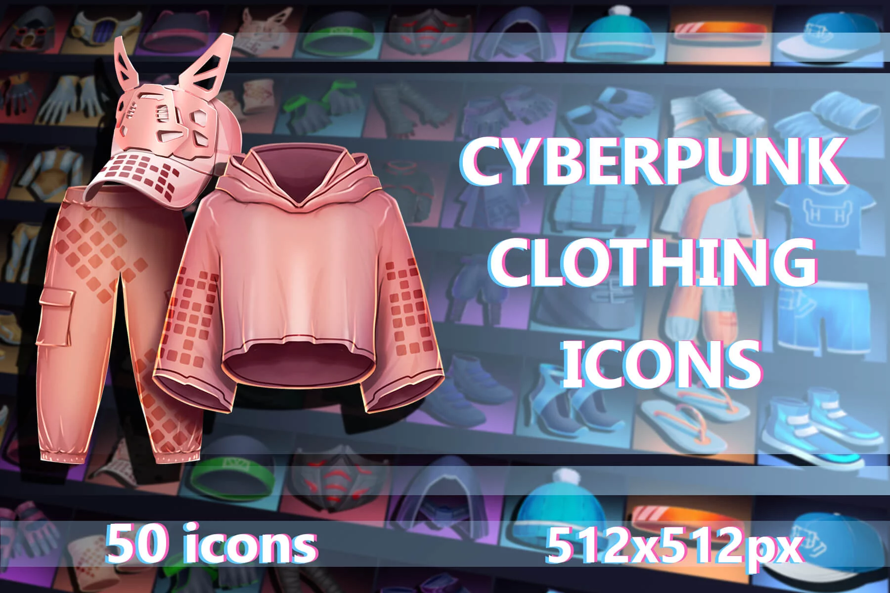 Clothing 512×512 Icons for a Cyberpunk Game