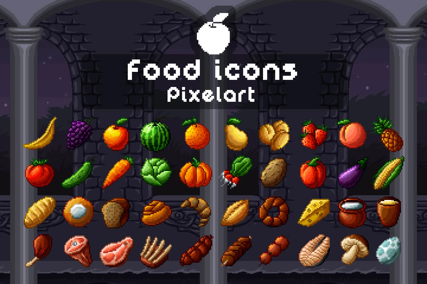 Food Icons Pixel Art