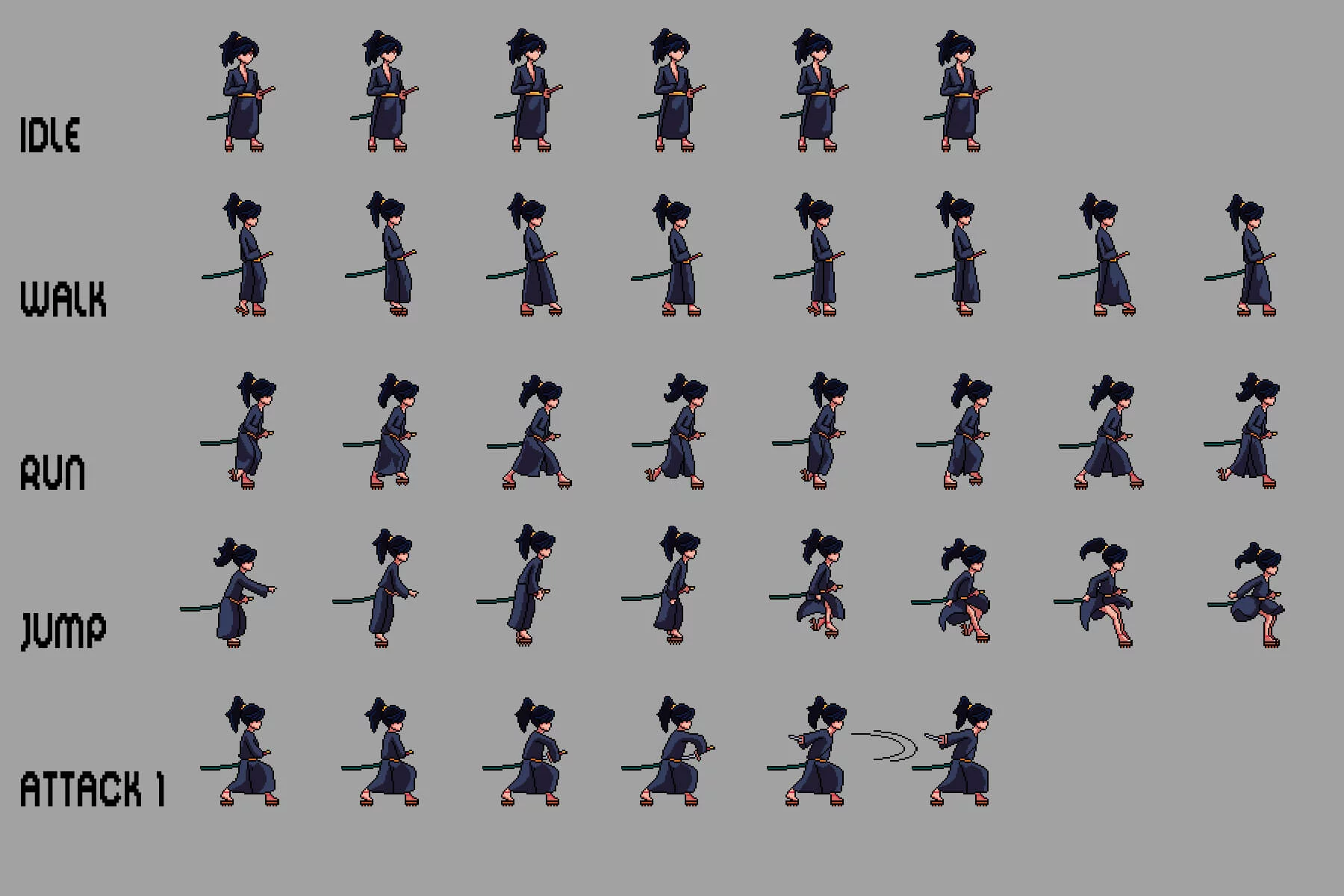Shinobi Sprites Pixel Art