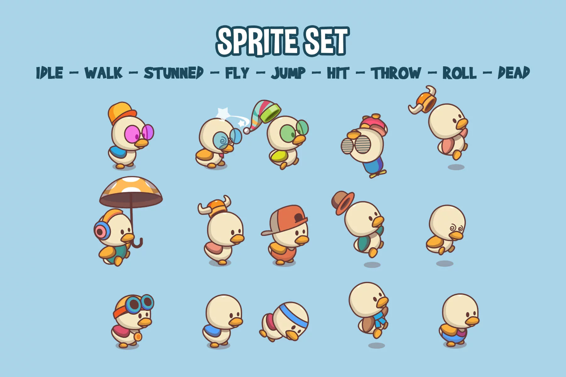 Cute Duckling Game Character Sprites