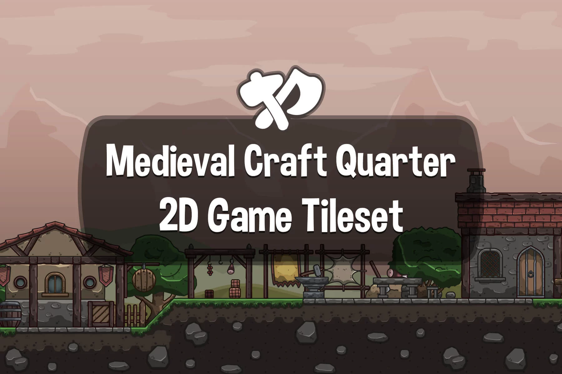 Medieval Craft Quarter Cartoon 2D Tileset