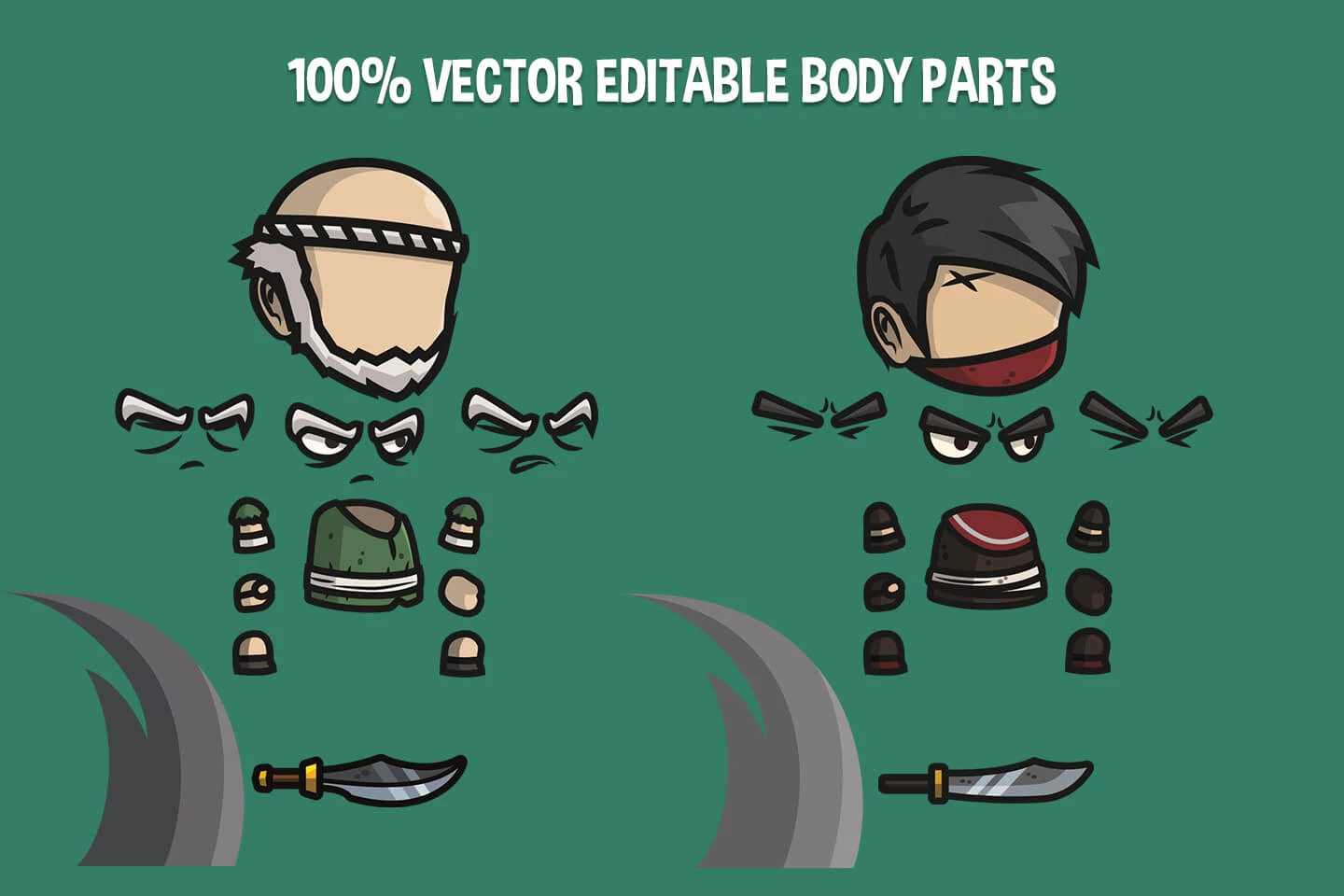 4 Chibi Character 2D Sprites