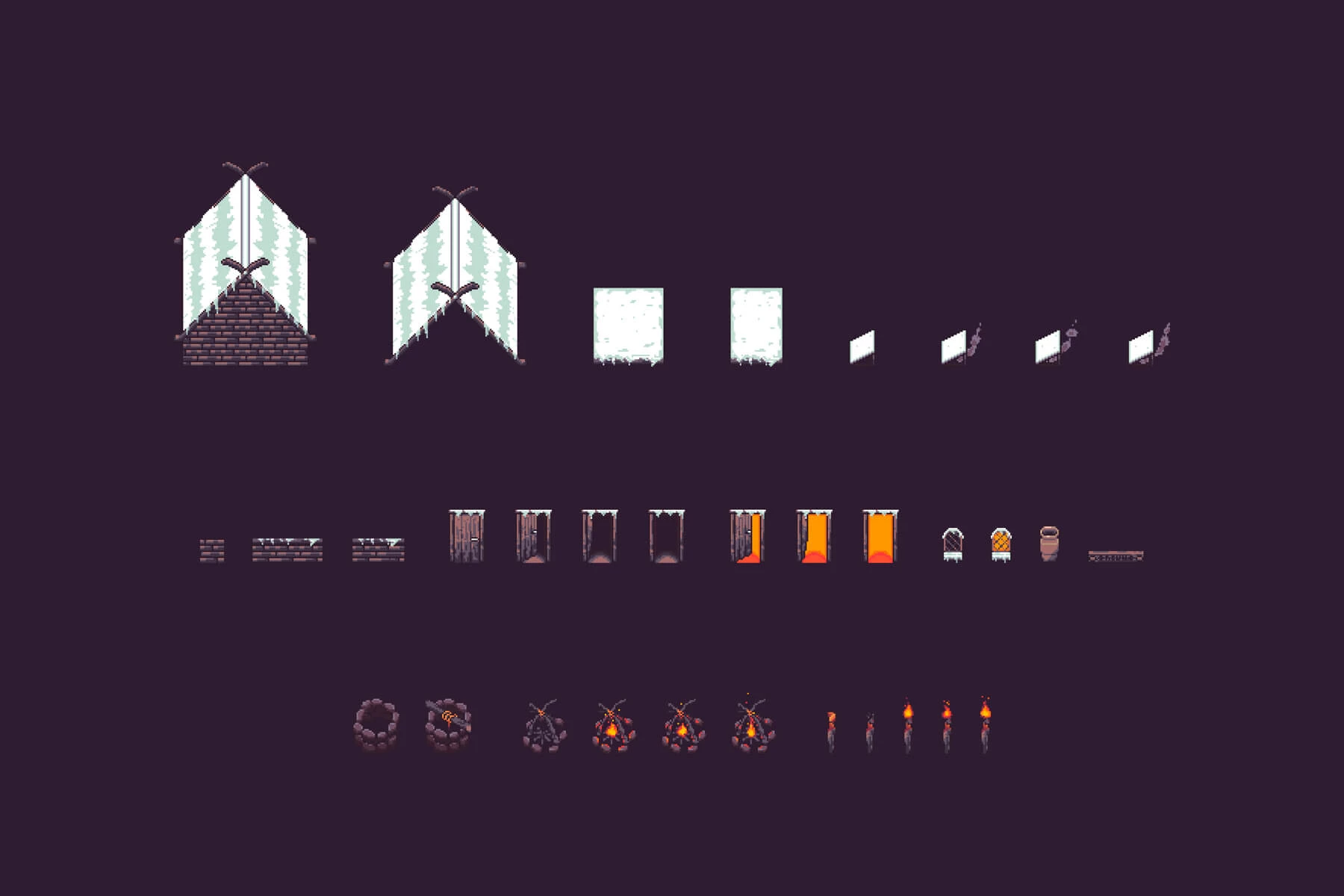 Winter House Top Down Pixel Art