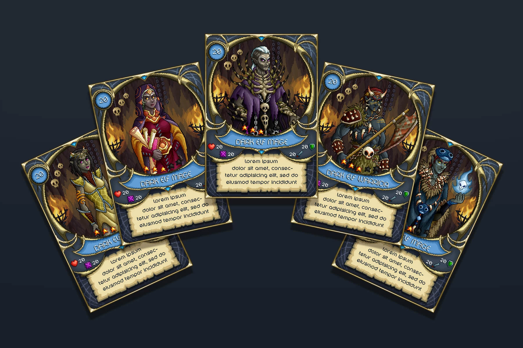 Dark Elf Characters Pixel Art