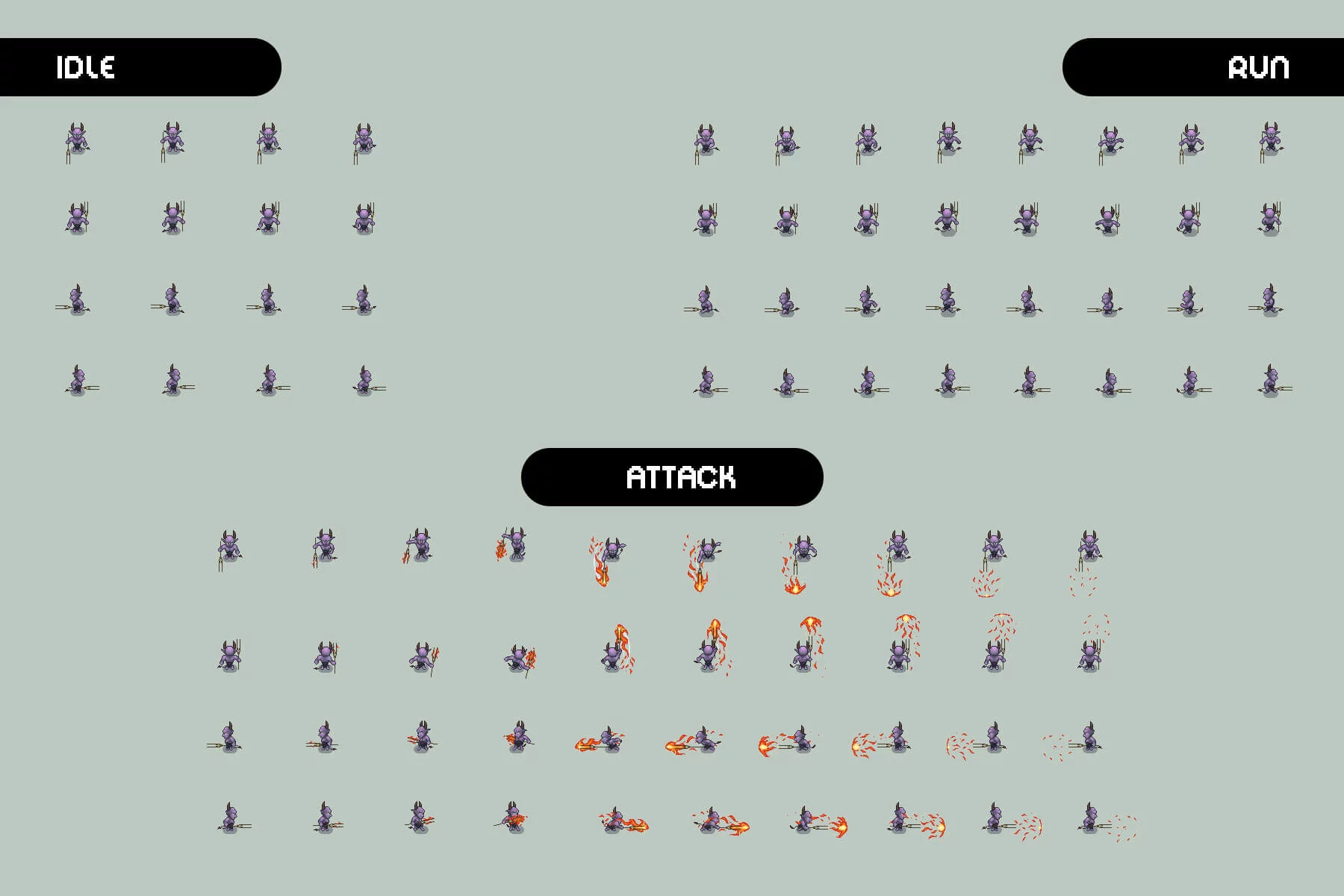 Demons 4-Direction Pixel Character Sprite Pack