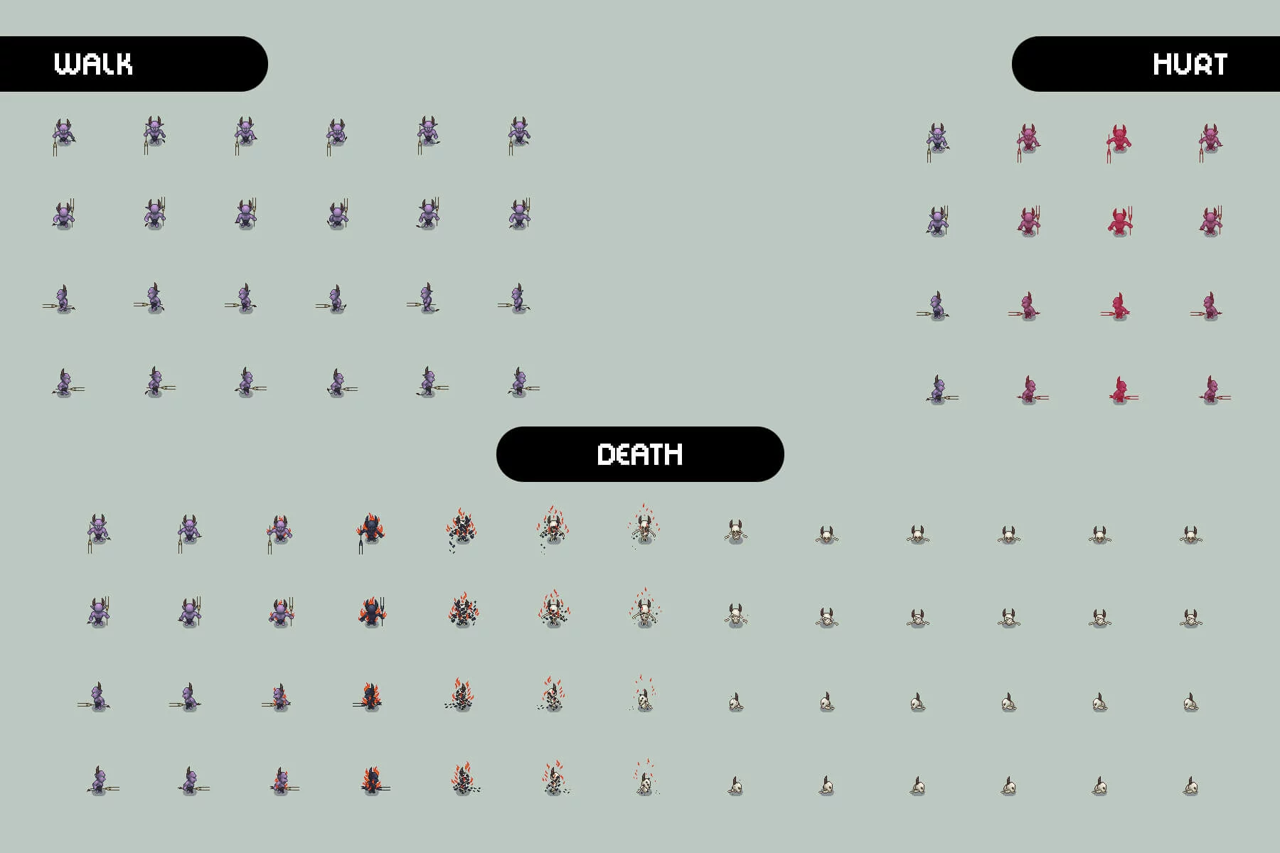 Demons 4-Direction Pixel Character Sprite Pack