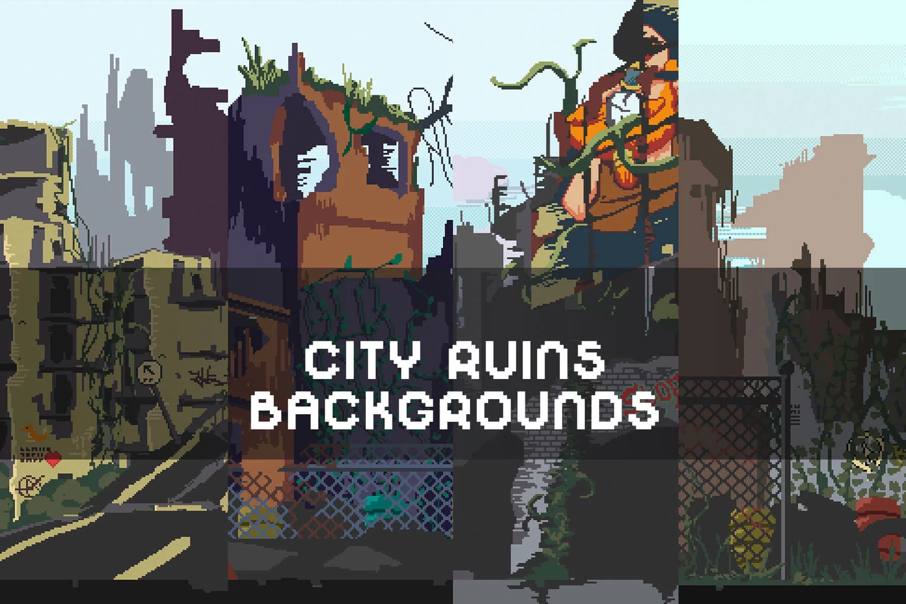 City Ruins Pixel Art Background Pack