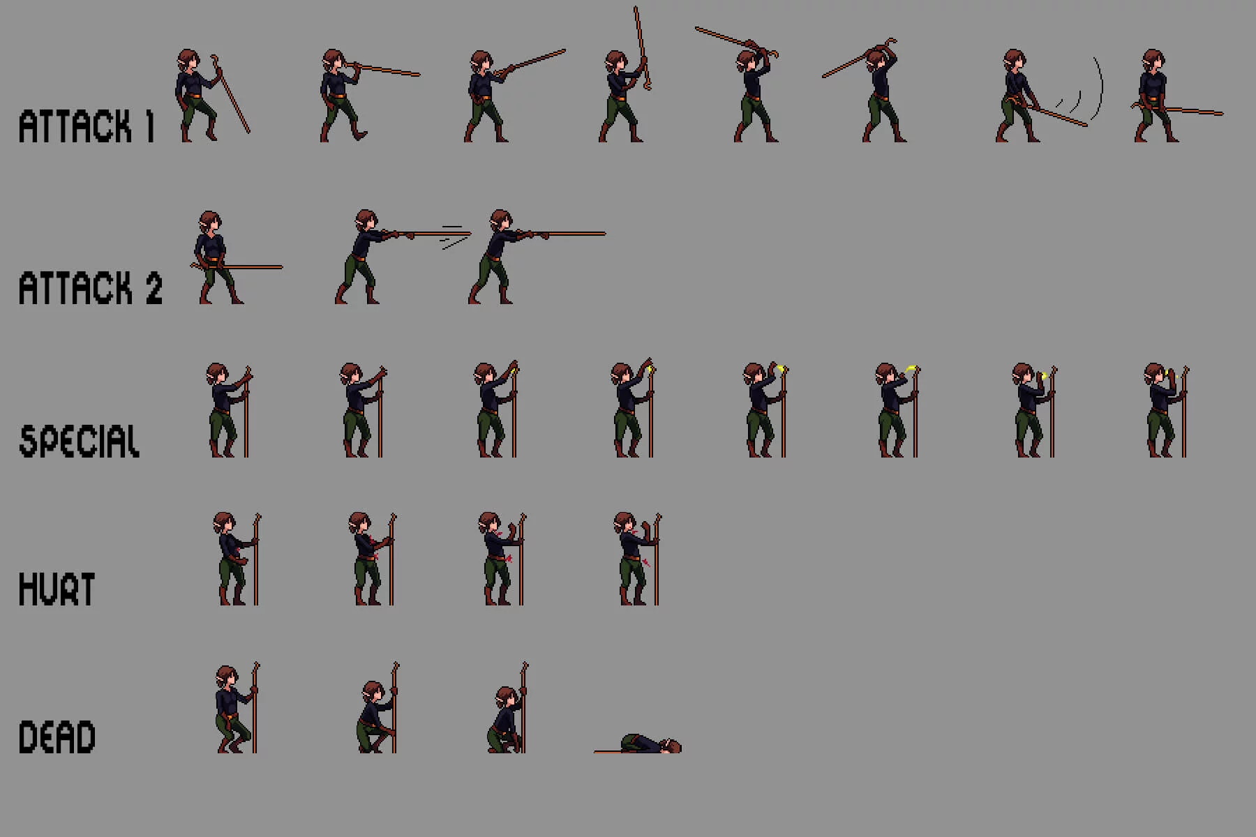 Witch Pixel Character Sprite Sheets Pack