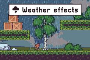 天气特效像素艺术素材包：雨雪风雷与流水闪光动画
