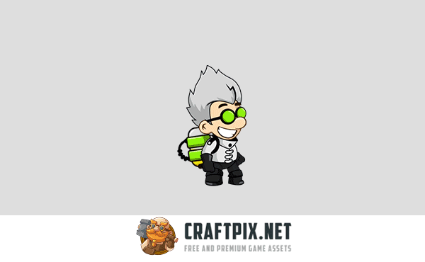 Mad Scientist Game Character Sprite