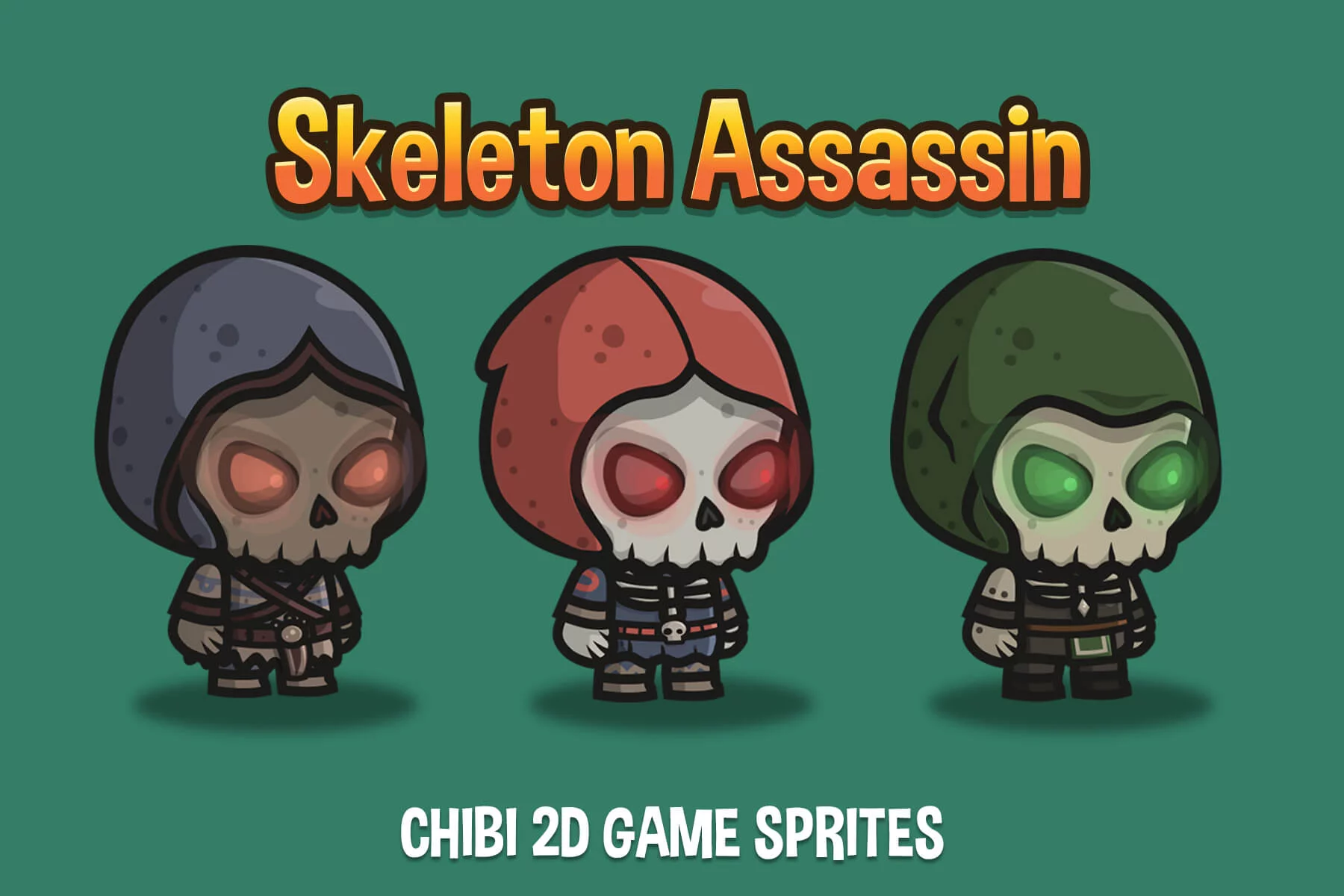 Chibi Skeleton Assassin Character Sprites