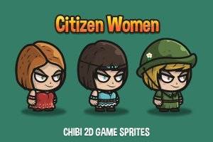 女性Q版角色精灵素材：3款个性角色助力2D游戏开发
