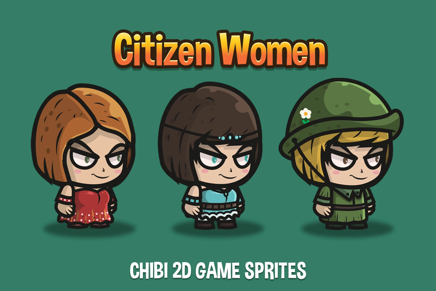 Women Chibi Character Sprites