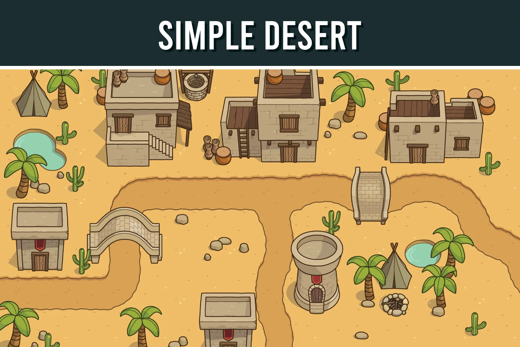 Settlement in the Desert Top-Down Tileset
