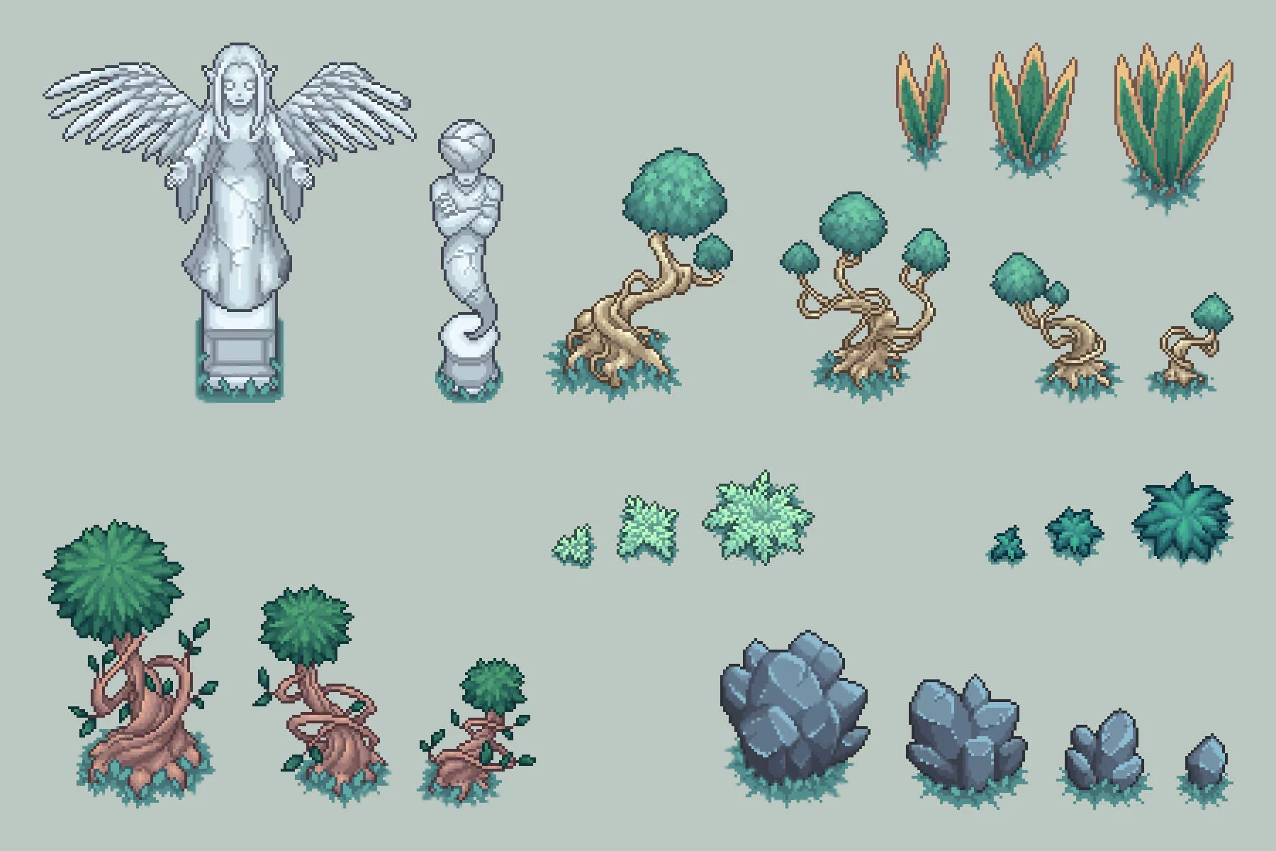 Flying Islands Pixel Art Top-Down Tileset
