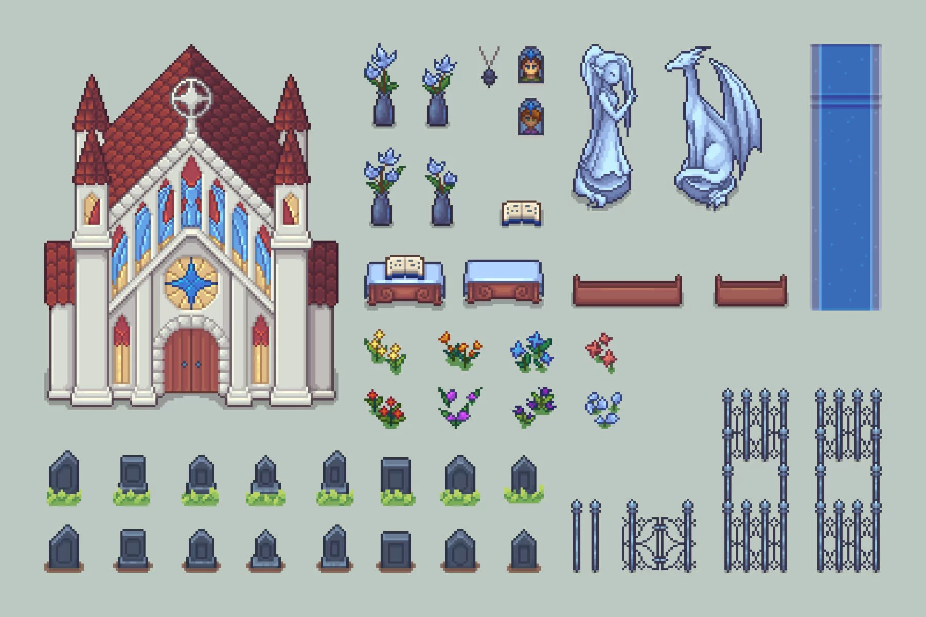 Chapel Pixel Art Top-Down Asset Pack