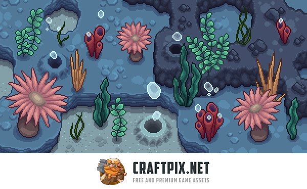 Seabed Pixel Art Top Down Tileset