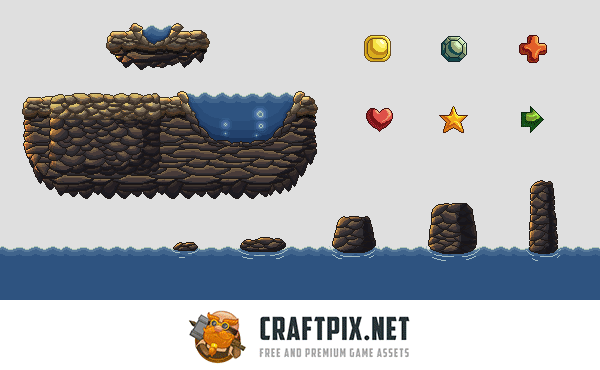Mountain Platformer Pixel Art Tileset