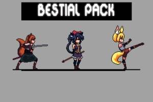 兽娘动漫角色像素艺术精灵包：3位美少女战士