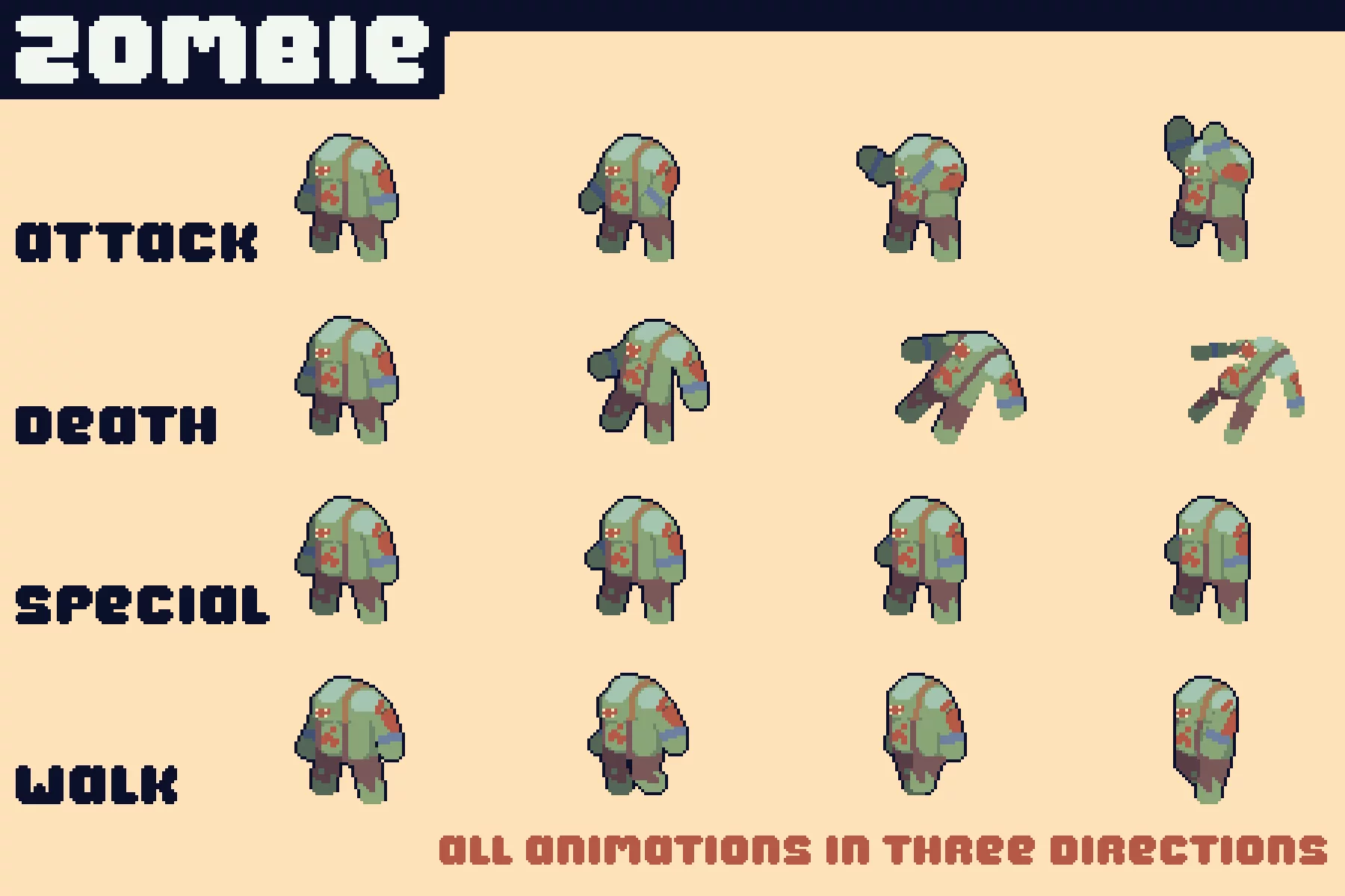 Top-Down Graveyard Monsters Pixel Art Sprite Pack