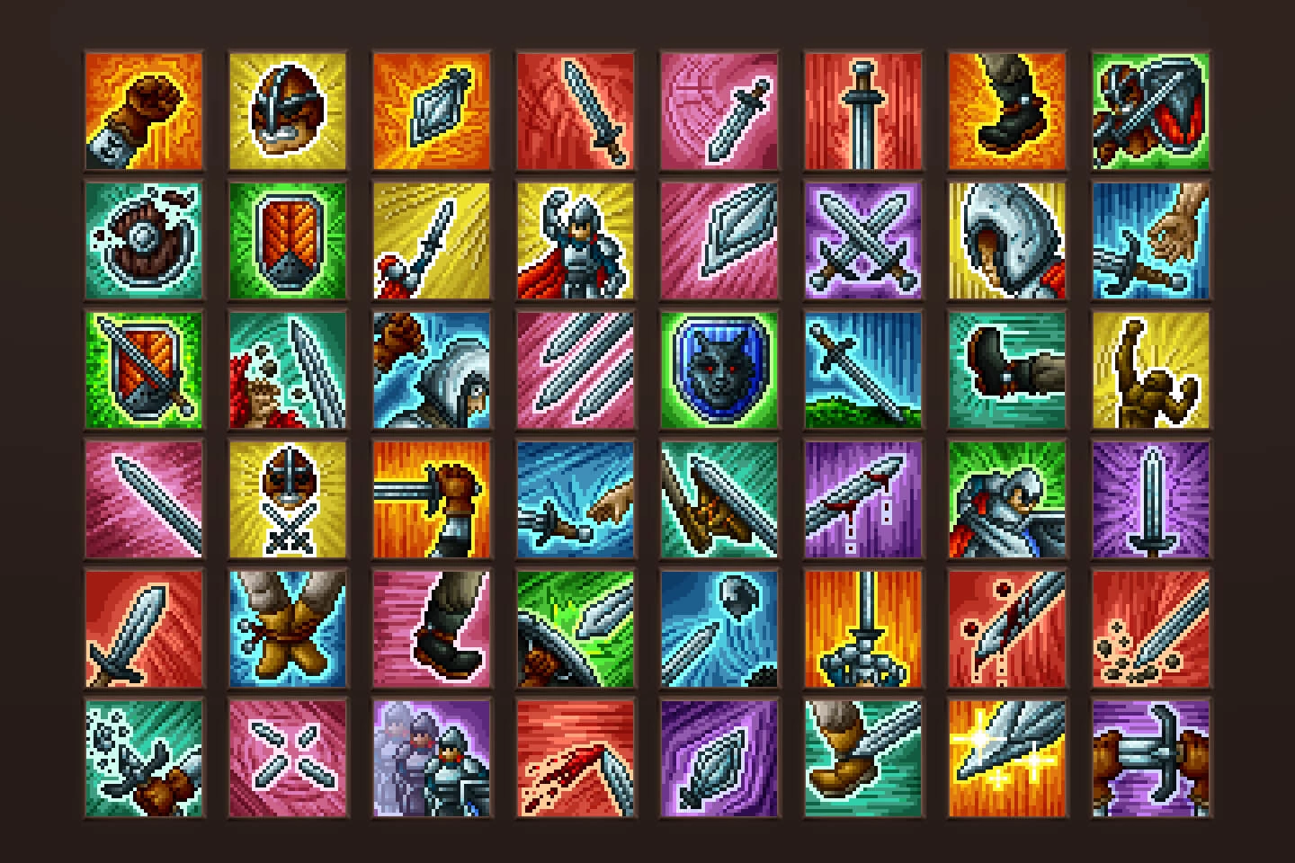 Swordsman Skills Pixel Art Icons