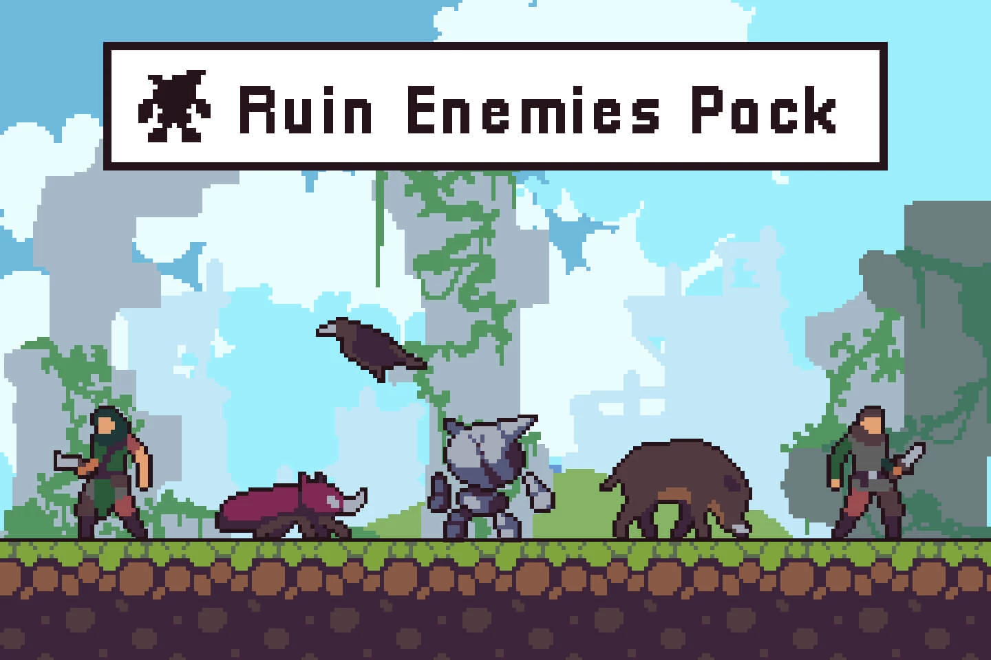 Ruin Enemy Sprite Sheets Pixel Art