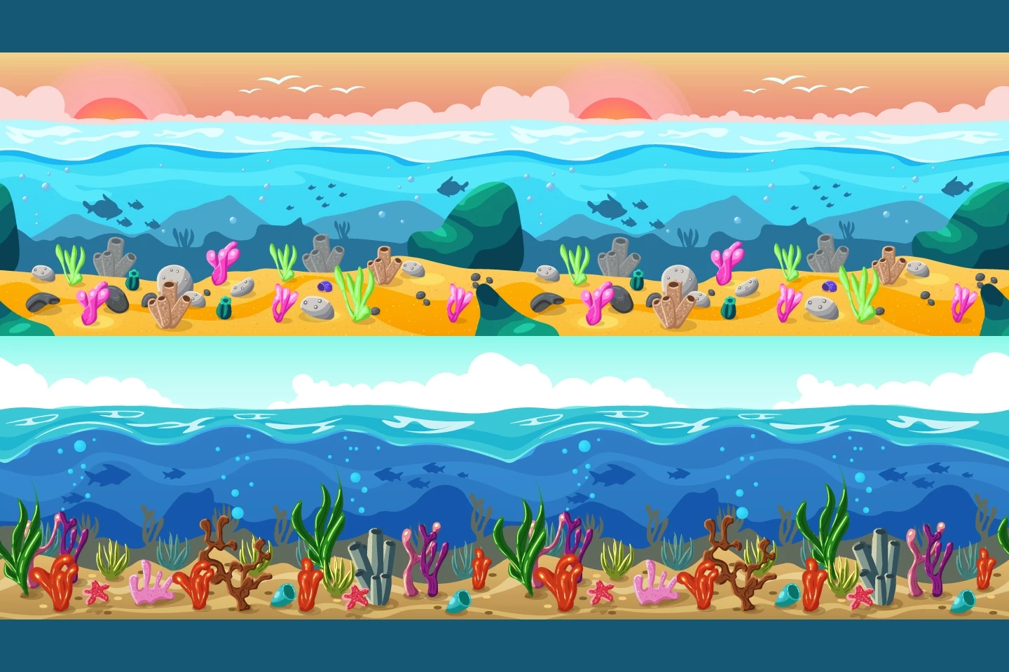 Ocean 2D Game Backgrounds