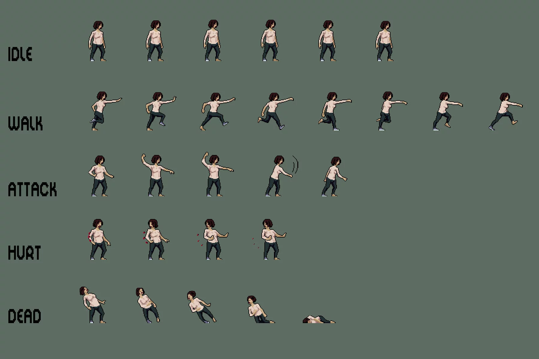 Urban Zombie Sprite Sheet Pixel Art Pack