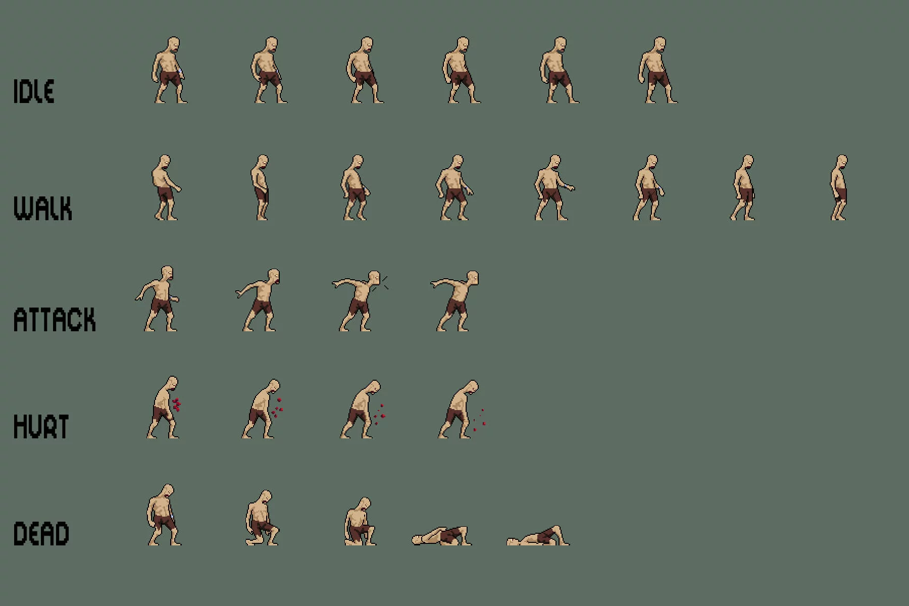 Urban Zombie Sprite Sheet Pixel Art Pack