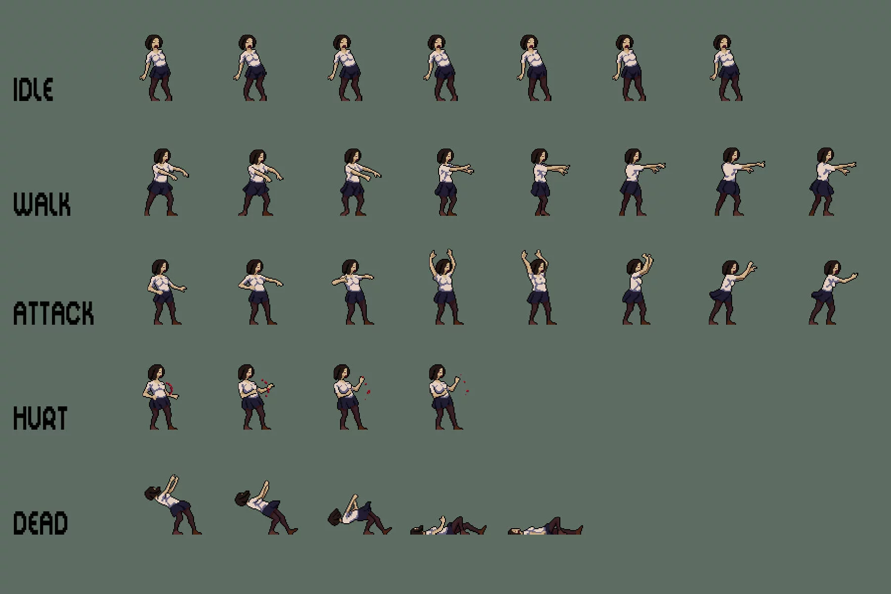 Urban Zombie Sprite Sheet Pixel Art Pack