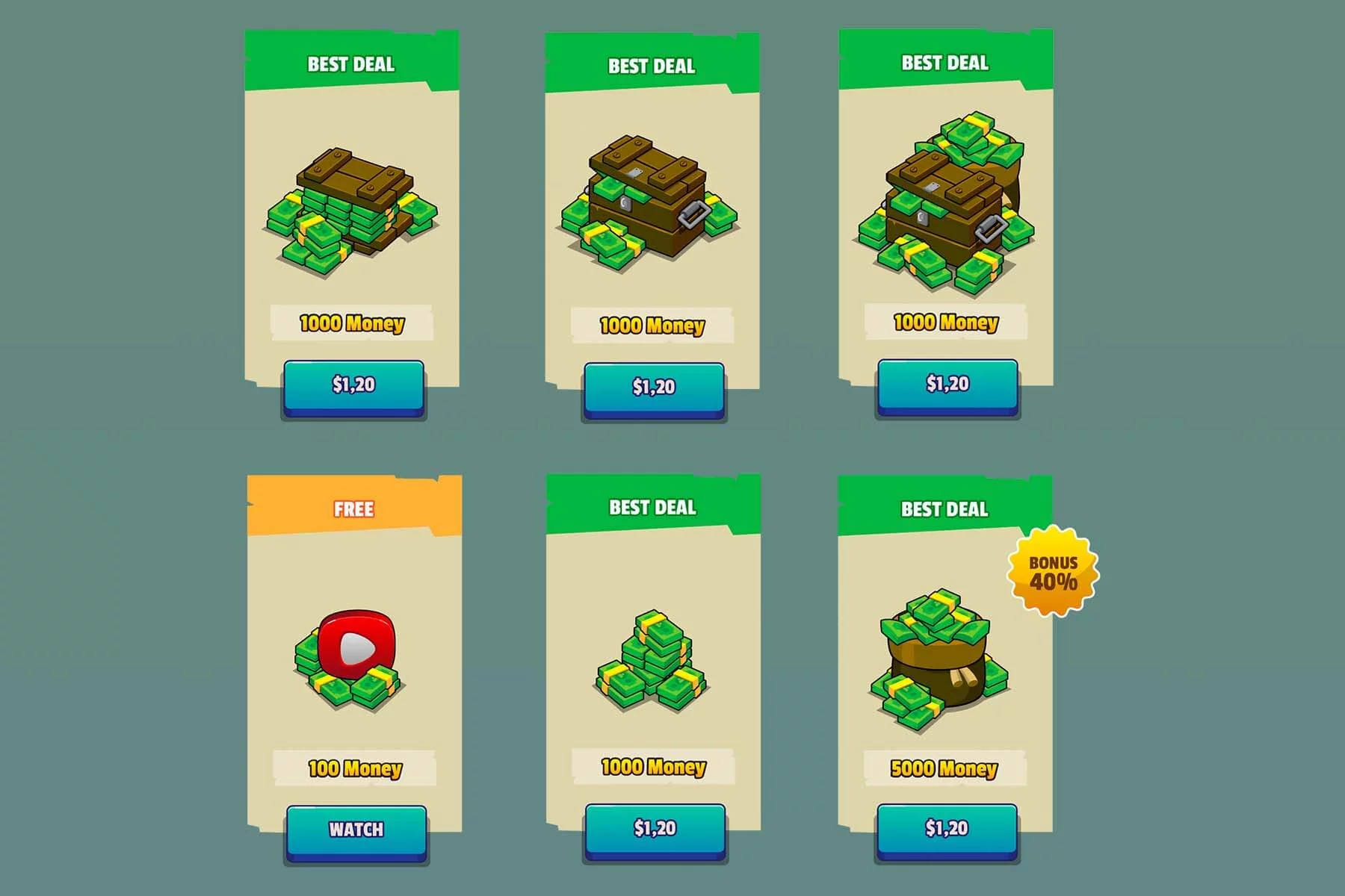 Cartoon Asset Pack Money Shop