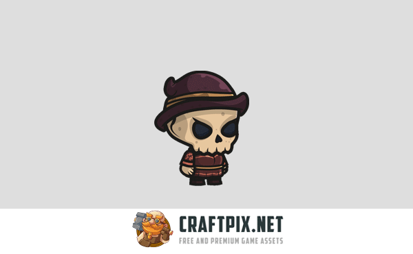 Chibi Skeleton Witch Character Sprites
