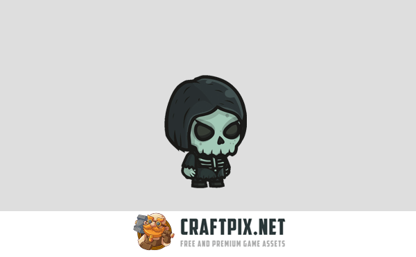 Chibi Skeleton Witch Character Sprites