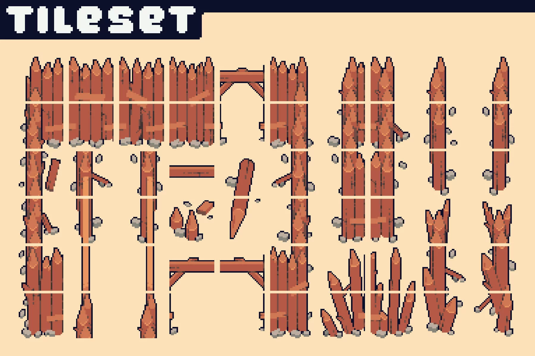 Village Pixel Tileset for Top-Down Defense