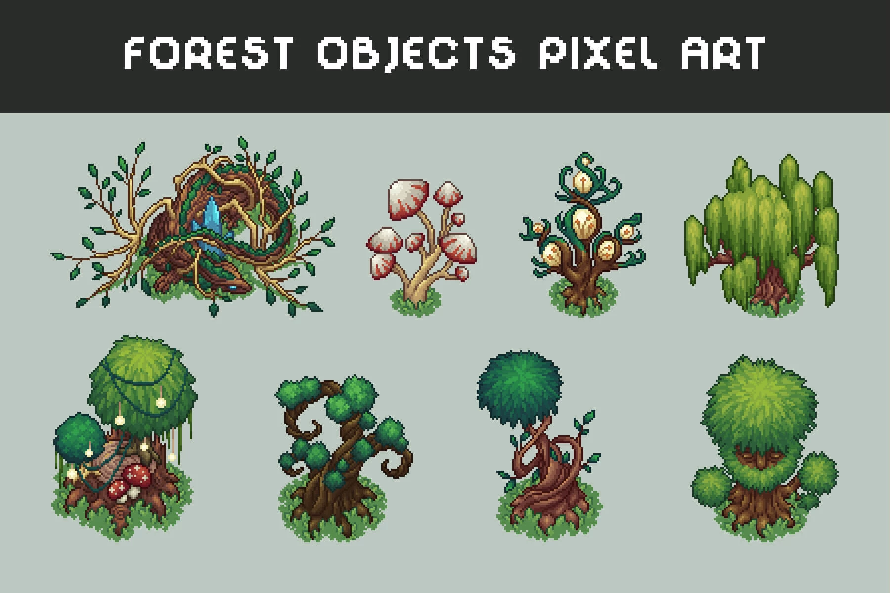 Forest Objects Top Down Pixel Art