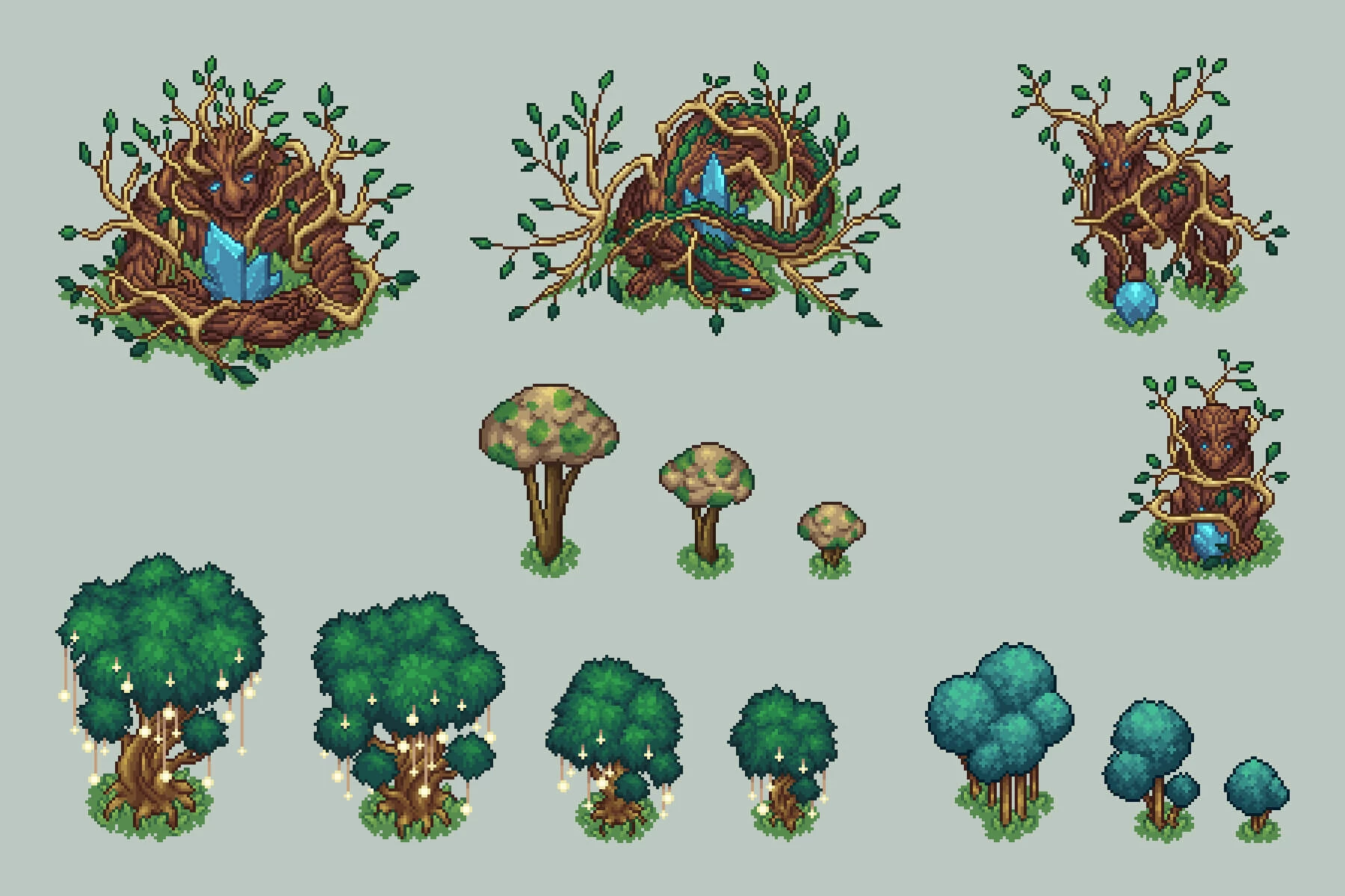 Forest Objects Top Down Pixel Art