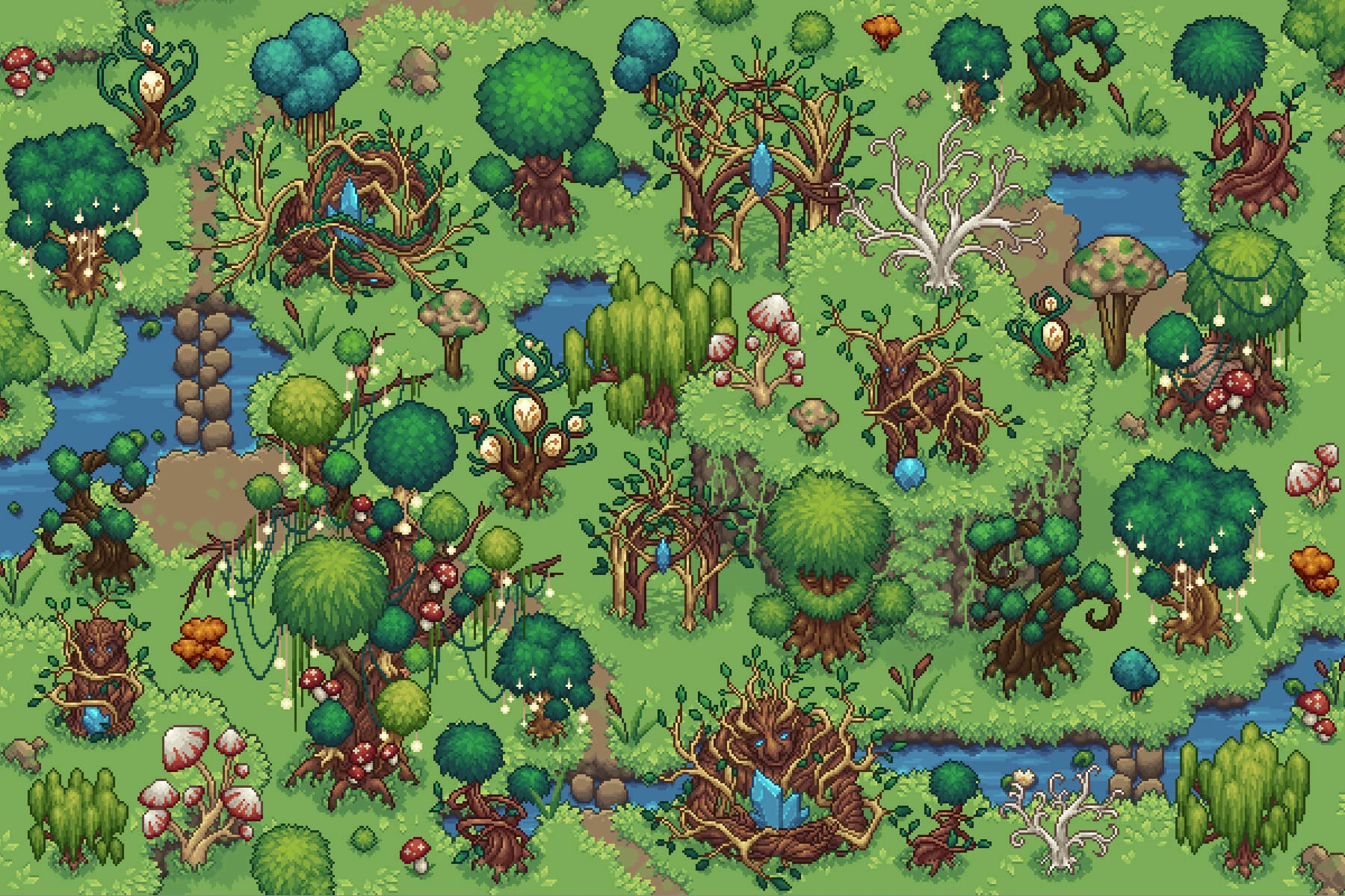 Forest Objects Top Down Pixel Art