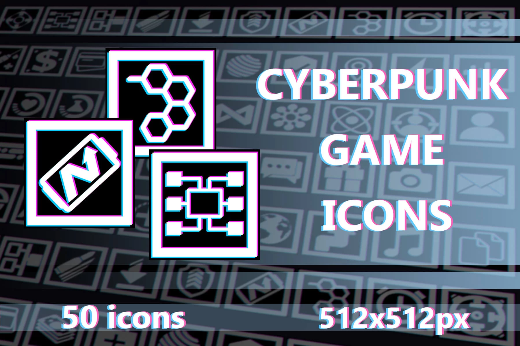 Cyberpunk Simple Game Icons for UI