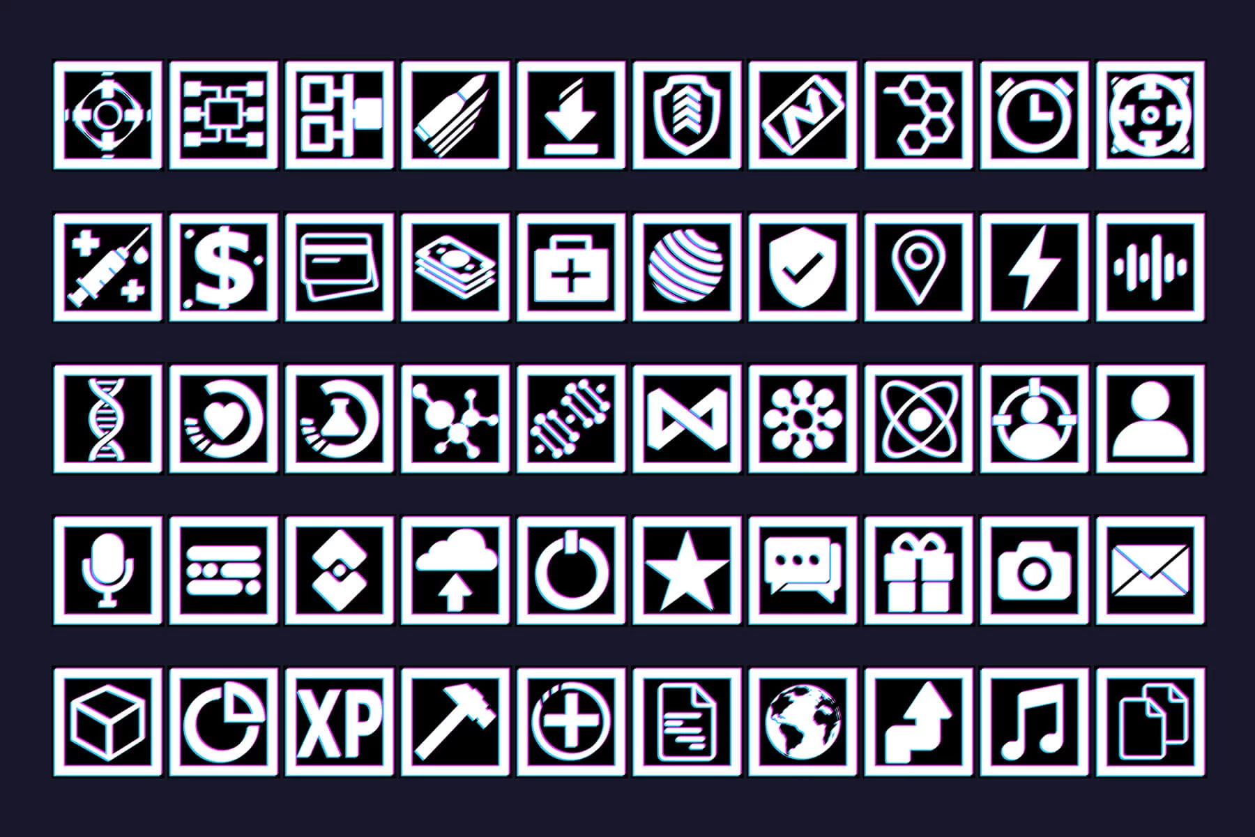 Cyberpunk Simple Game Icons for UI