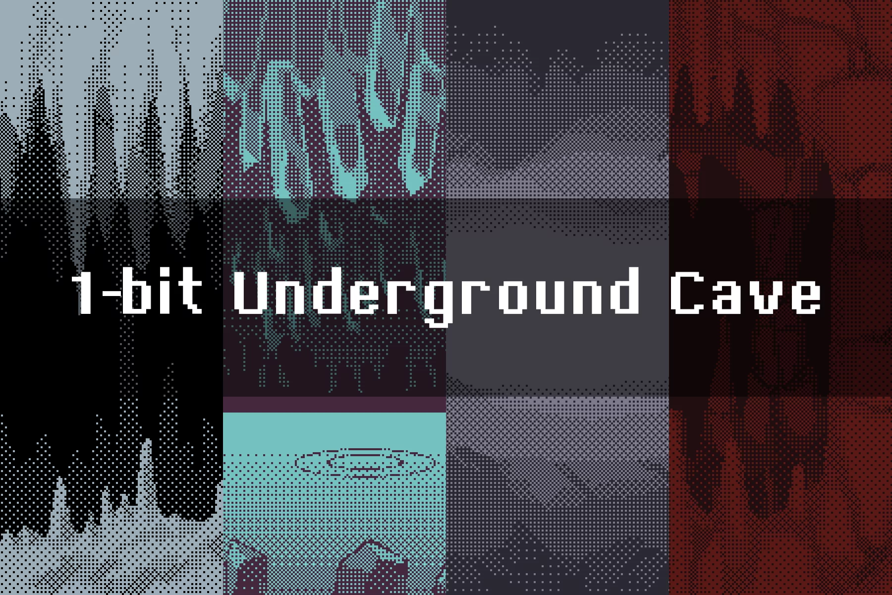 1-Bit Underground Cave Pixel Backgrounds
