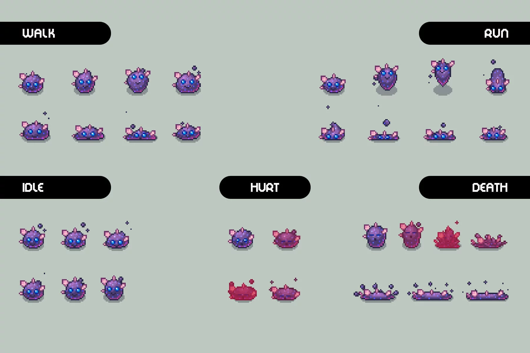 Top-Down Pixel Art Slime Monsters Sprite Pack
