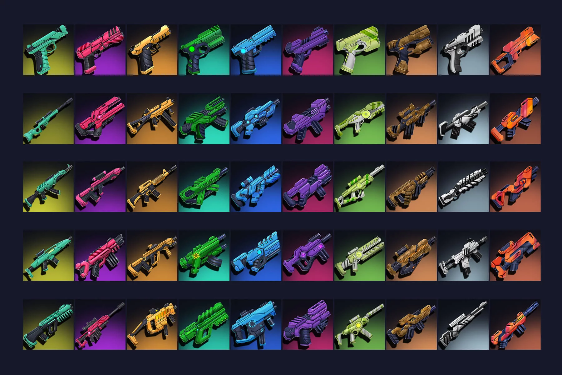 Cyberpunk Weapon Icons 50 PNG 512×512