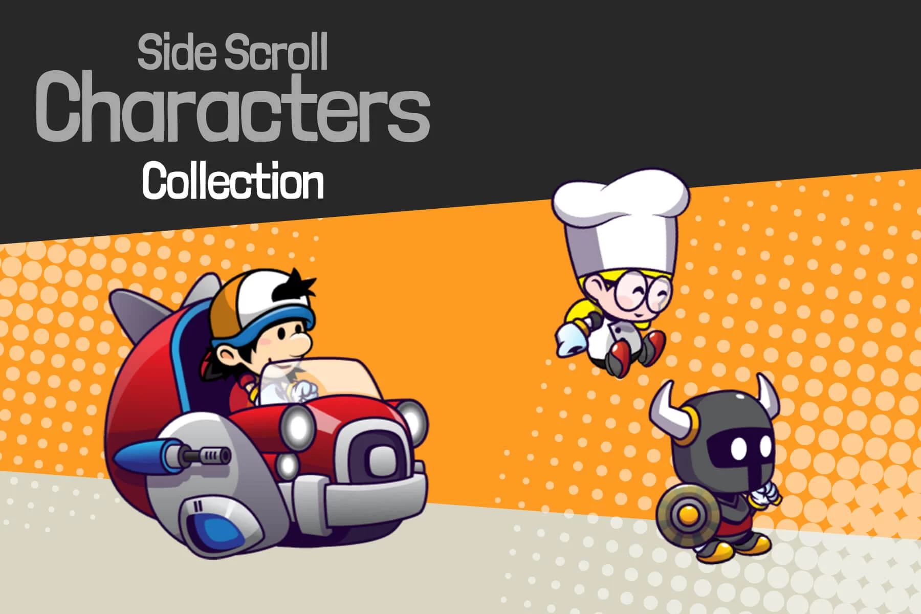 3 Chibi Cartoon Characters Sprite Pack
