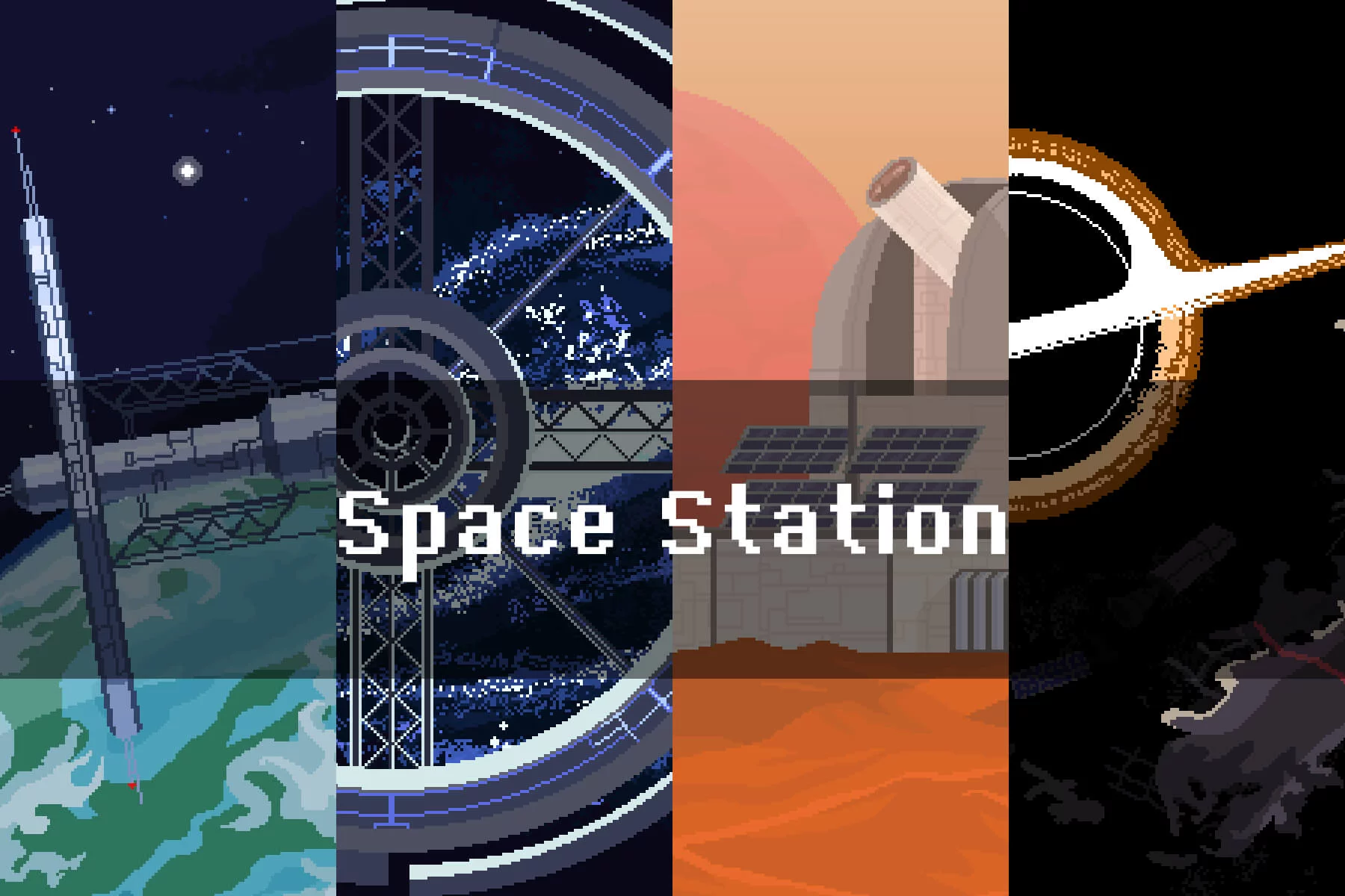 Space Station Pixel Art Backgrounds