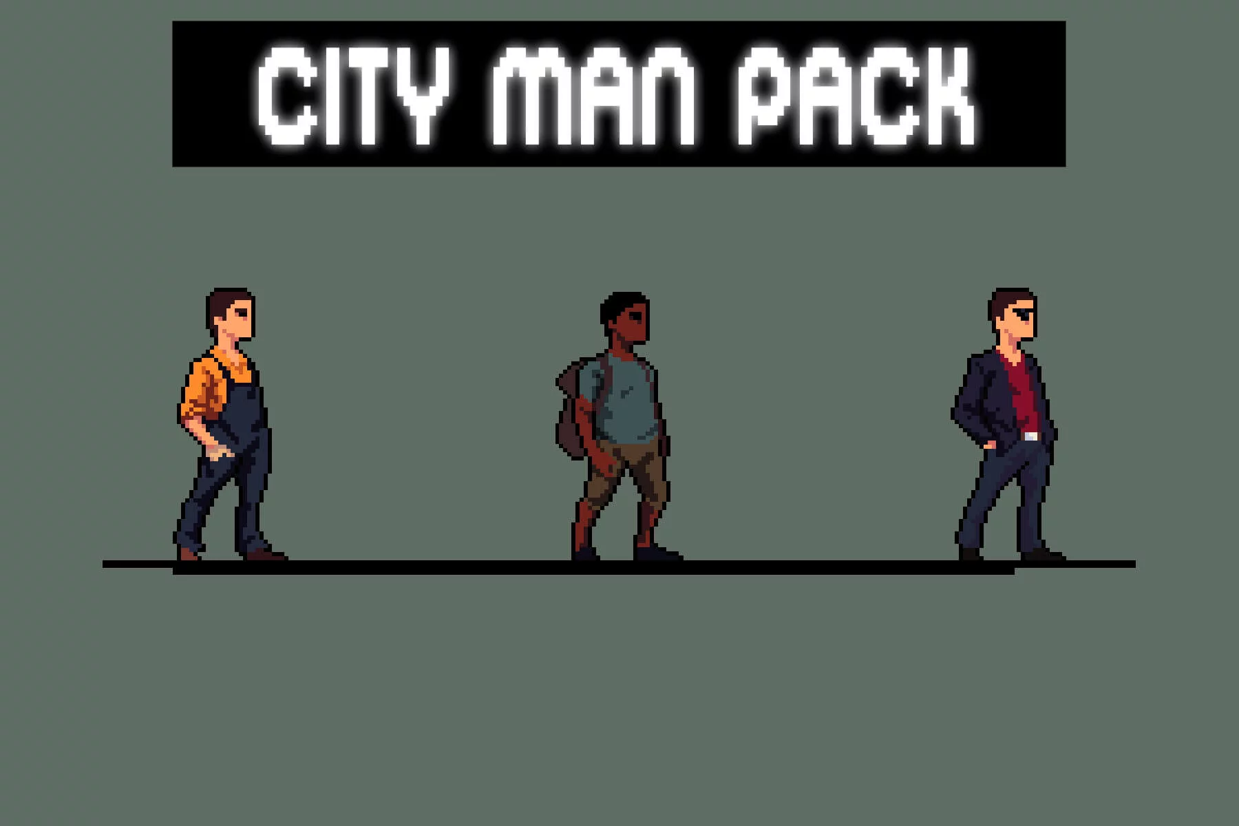 City Man Pixel Art Character Sprite Sheets