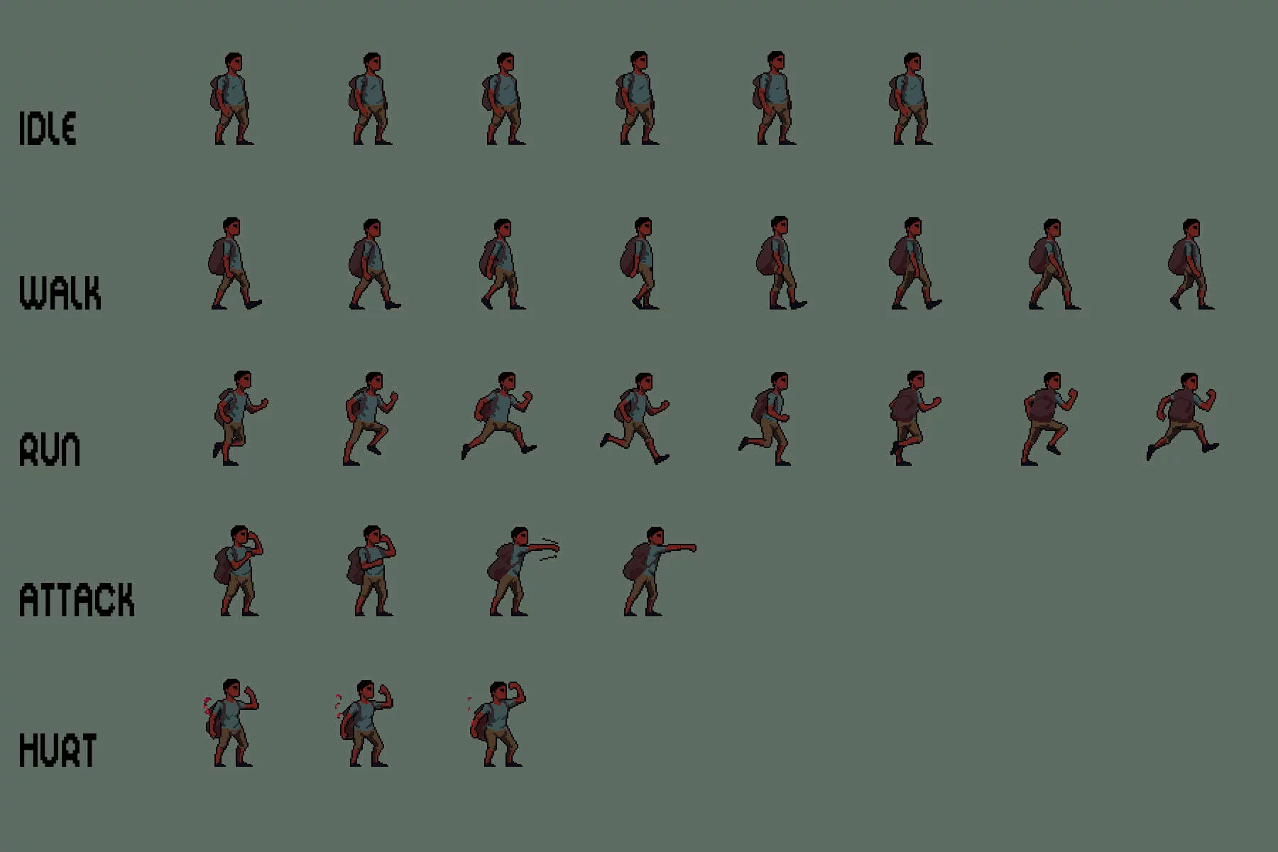 City Man Pixel Art Character Sprite Sheets