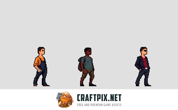 City Man Pixel Art Character Sprite Sheets