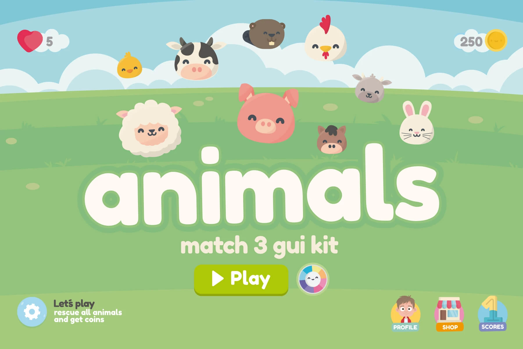 Animals Match 3 Asset Pack