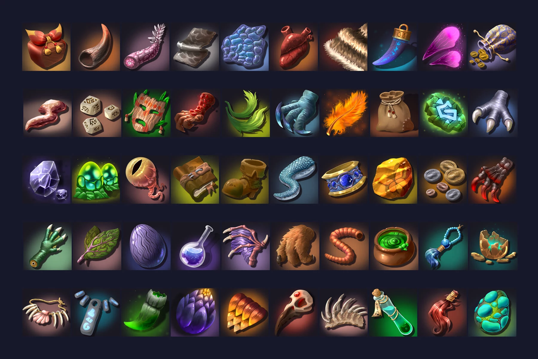 50 RPG Loot Game Icons